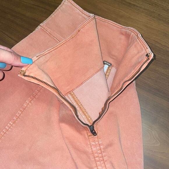 Free People Faded Cotton Pencil Mini Skirt – Burnt Orange, Size 2 - Picture 4 of 8
